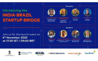 Embassy of India informs: India-Brazil Startup Bridge to be launched on 6th November 2020