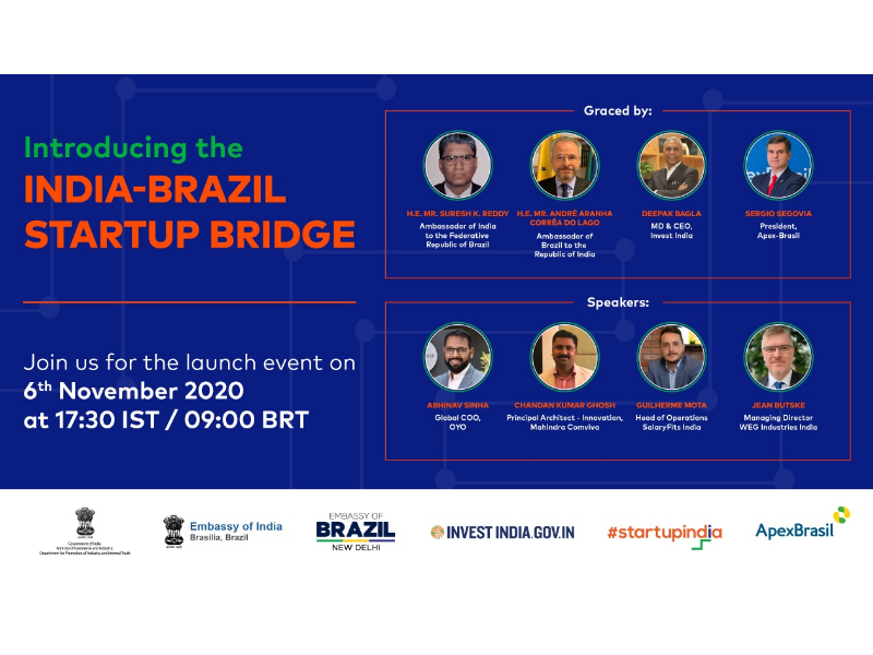 Embassy of India informs: India-Brazil Startup Bridge to be launched on 6th November 2020